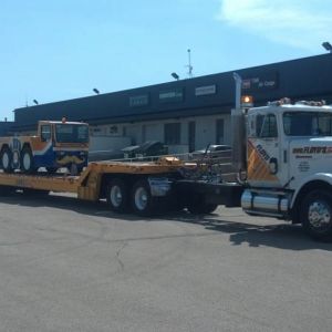 Transporting Specialty Brewers Vehicle with Landoll Trailer