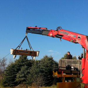 Transporting Pool Table with Knuckle Boom Crane